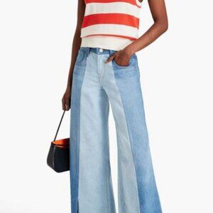 Frame Denim Split Personality Split Seam Wide Leg Two Tone Jeans